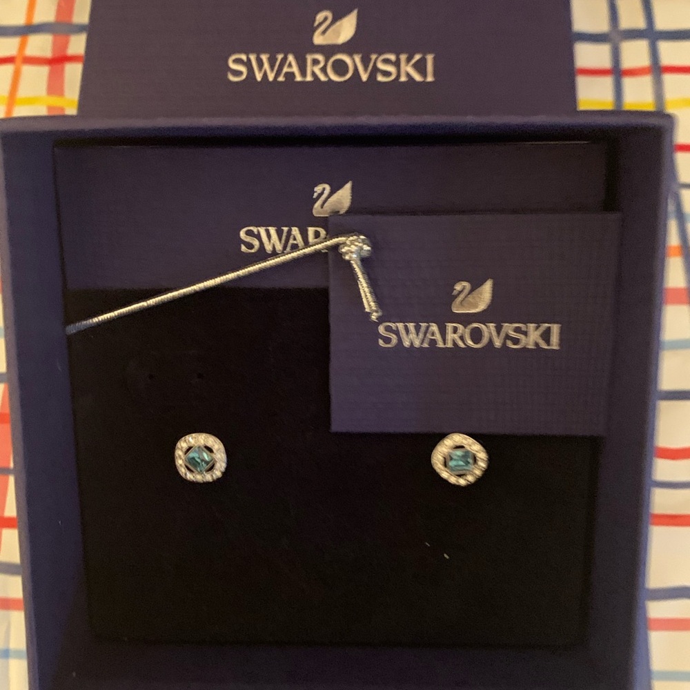 Swarovski Blue and Silver Crystal Earrings